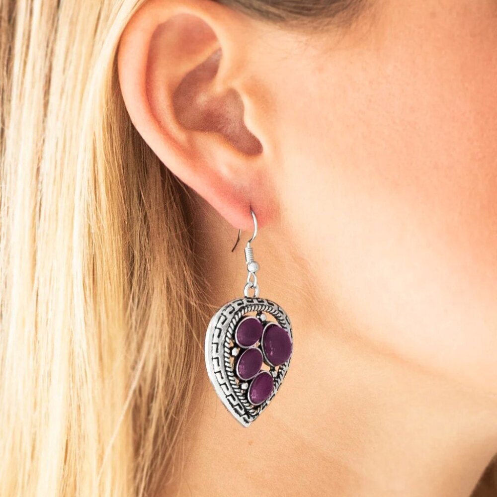 Paparazzi Jewelry Accessories - Wild Heart Wonder - Purple Earrings - Vintage